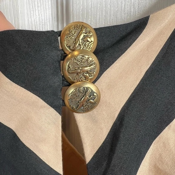 Leifsdottir Anthropologie Women's Black and Tan Striped  Sheath Dress Size 4 - Picture 7 of 11